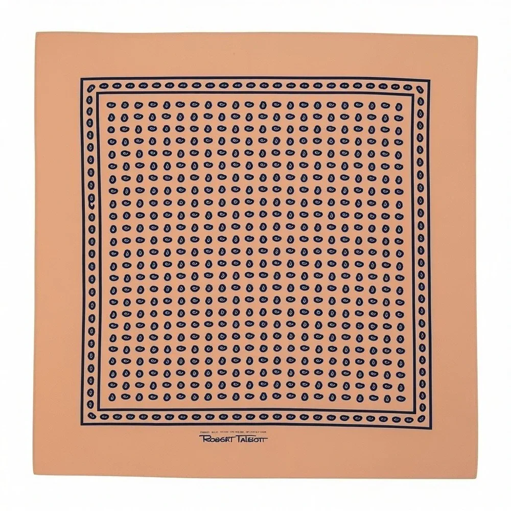 Robert Talbott Womens‎ Square Finest Silk Scarf Hand Printed Pink Paisley Italy